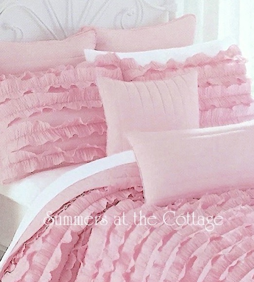 DUSTY ROSE SHABBY PETTICOAT CHIC RUFFLES PILLOW SHAMS SET OF TWO